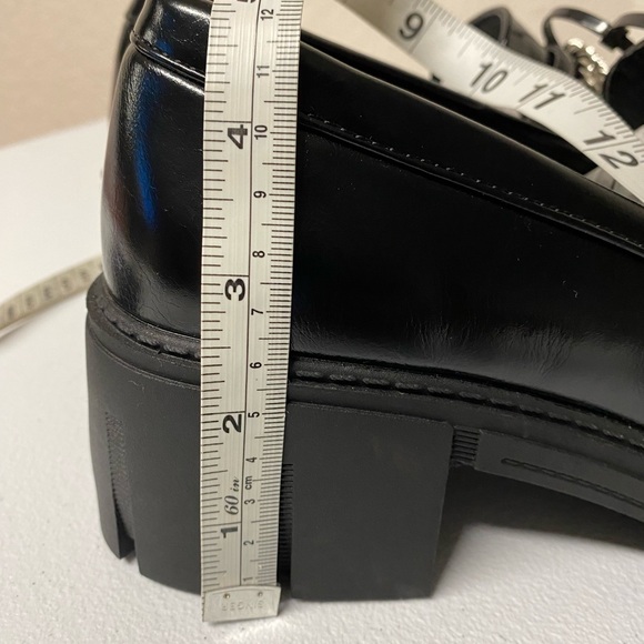 Black Chunky Platform Loafers with Chain Accent - Picture 7 of 8